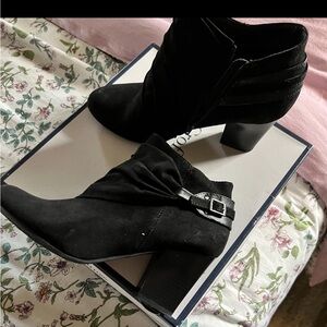 Black suede ankle boots